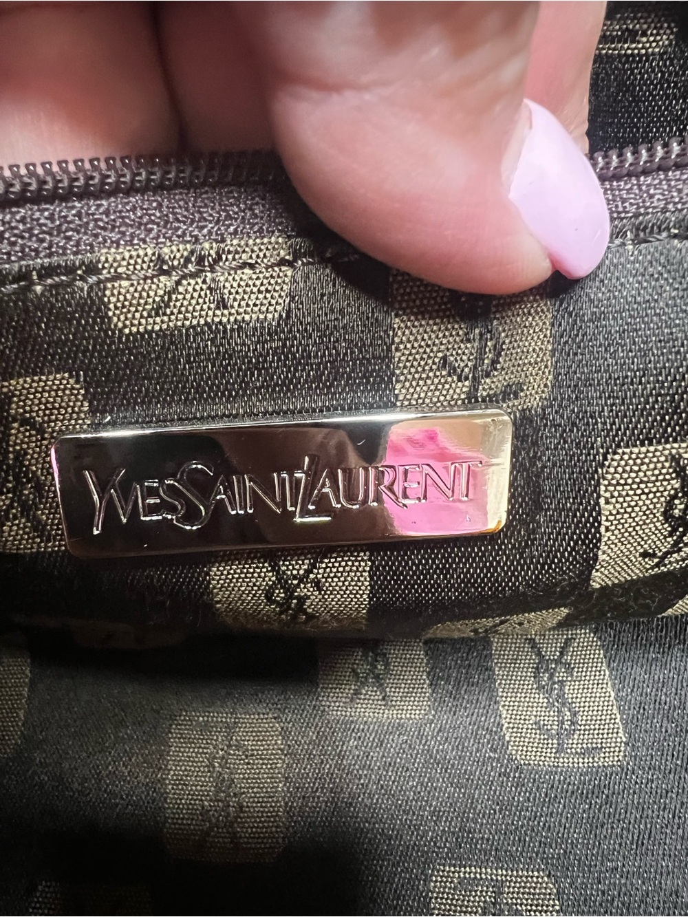 Yves Saint Laurent YSL Vintage Brown Satin Shoulder Tote Bag Vintage Tortoise - Picture 8 of 12